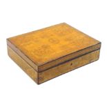 A Georgian whitewood and penwork box of rectangular form, the lid with initialled cartouche within