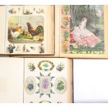 Victorian and later scraps, cards and prints neatly arranged in three albums, largest, 27 x 31.