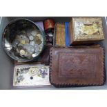 A box of Assorted Items including coins, costume jewellery, etc.