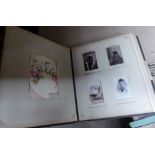 A Victorian Photograph Album and contents of portrait photographs.