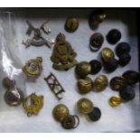 A number of Military Badges and Buttons, Trinidad prison button, Water Lane Brewery button and