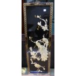 A Japanese black and gilt lacquered Panel decorated with mother of pearl birds, etc. 36" (92cms) x