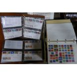 A box of Stamp Albums, First Day Covers, loose stamps and covers, etc.