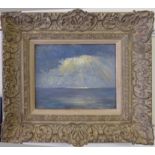 •GEORGE JOSEPH STIMART (Belgium 1886-1952); Sun breaking through the clouds, oil on panel. 9 1/2" (
