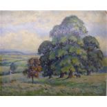 G R RADFORD; Rural landscape with horse beneath a tree, oil on board, signed, 16" (41cms) x 20" (