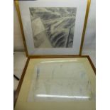CHD. Untitled pencil drawing signed with initials and dated '87, 16" (41cms) square, and H WALLAR;