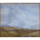 HUBERT HERBERT COUTTS (1851-1921); Moorland Landscape with figure, Watercolour, signed, 14" (