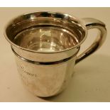 A silver Christening Cup with inscription and dated 1922. (2.7ozs)