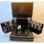 A late 19th century rosewood Decanter Box inlaid with pewter and cut brass, the interior with