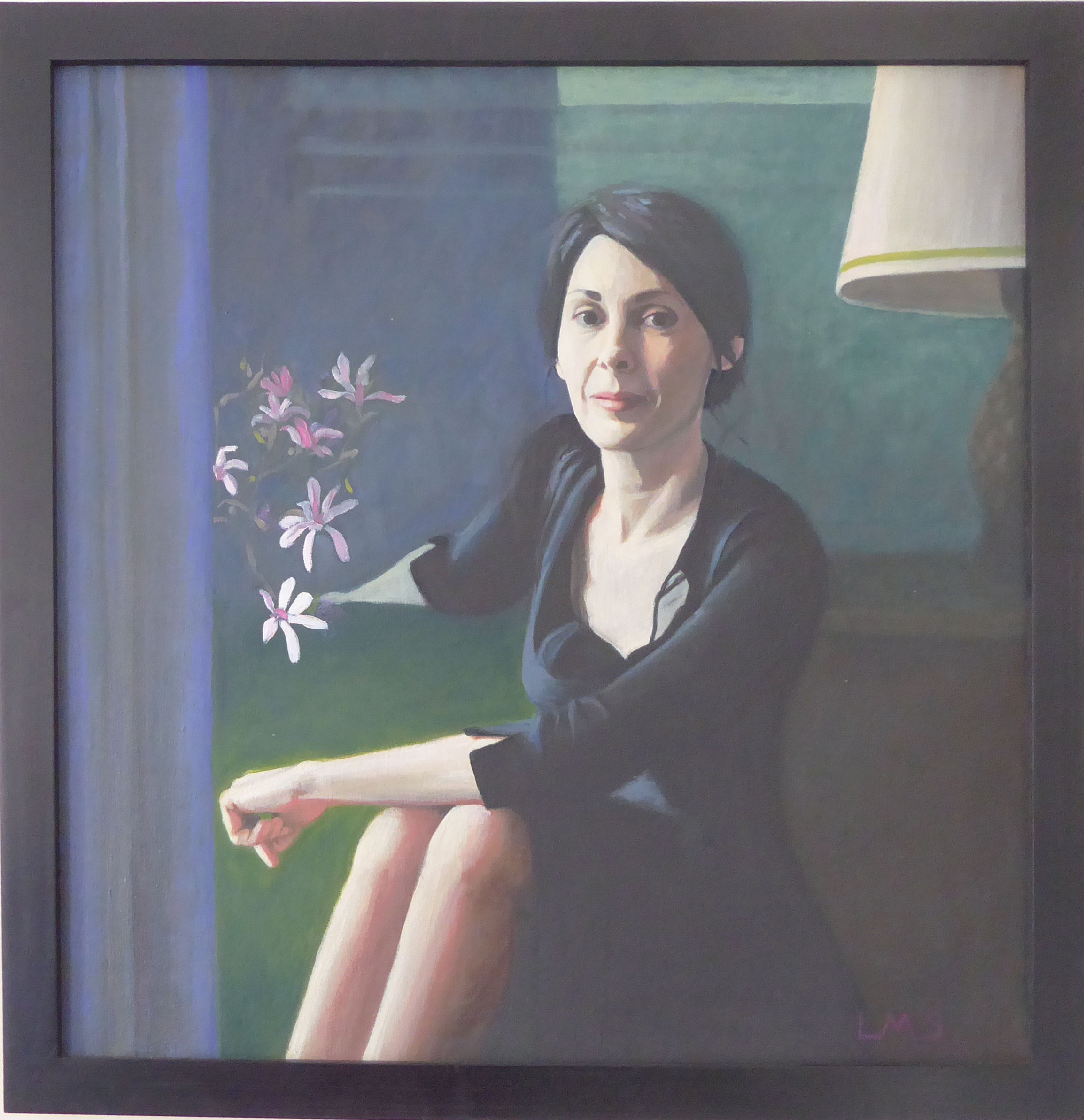 LUCY MCMILLAN-SCOTT; Portrait of a lady seated, in a black dress, oil on canvas, signed with