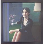 LUCY MCMILLAN-SCOTT; Portrait of a lady seated, in a black dress, oil on canvas, signed with