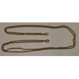 A 9ct gold belcher link Guard Chain, 62" (158cms) long, 39.2g.