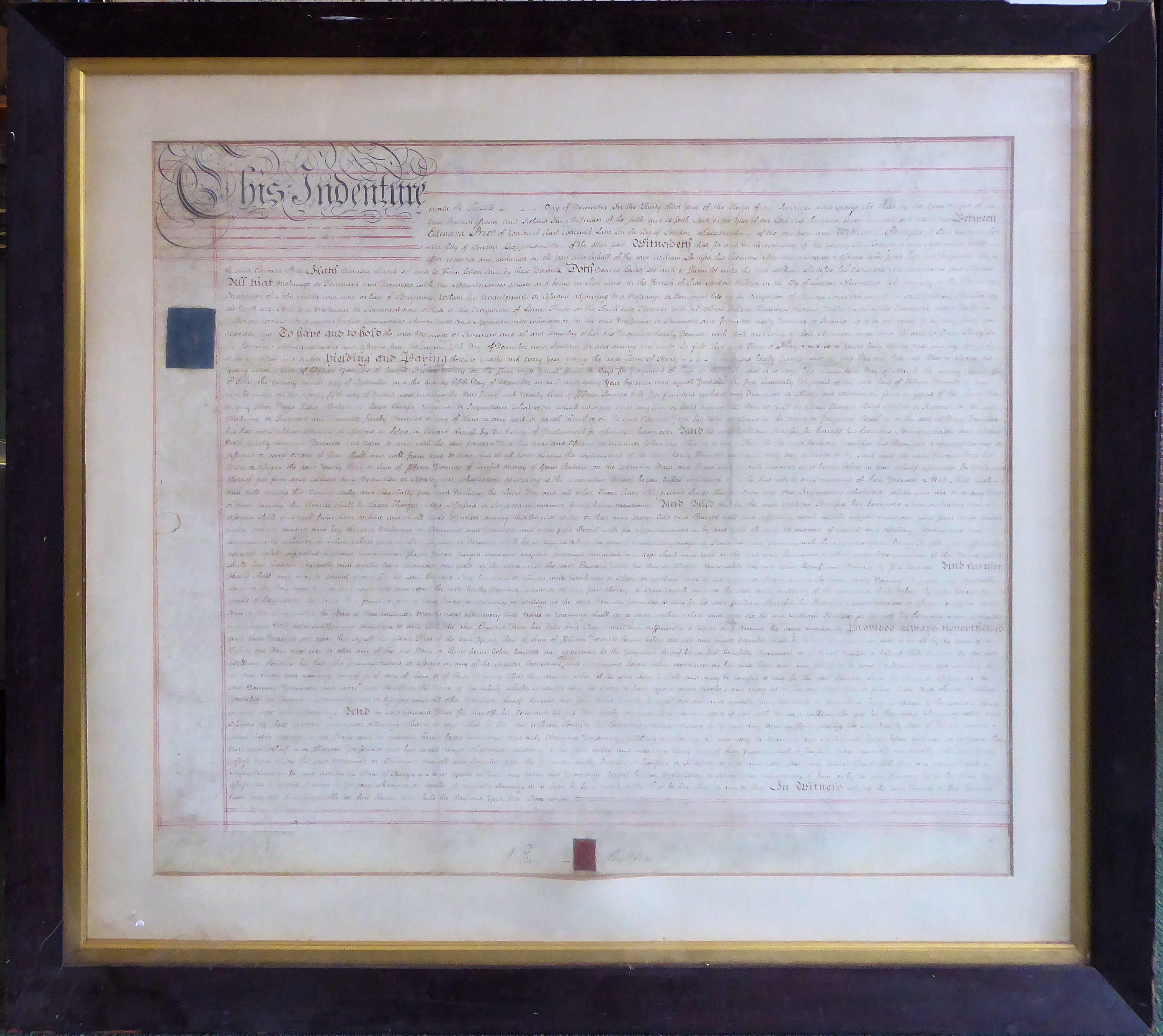 Another George III Indenture relating to the Pontifex family, dated 1794, 24" (61cms) x 29" (74cms),