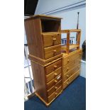 Three pine chest of drawers etc.