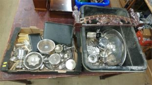Quantity of silver plate in two boxes