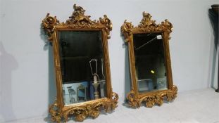 Pair of gilt foliate mirrors