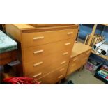 Piano stool, teak box, chest of drawers etc.