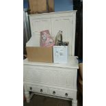 Painted linenfold wardrobe and storage box