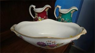 Pair of Davenport jugs and a Royal Copenhagen bowl