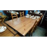 Pine refectory table and four chairs