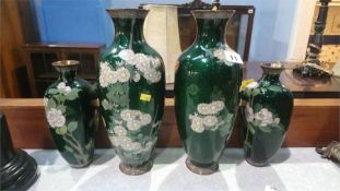 Two pair of cloisonné vases