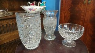 Three cut glass vases