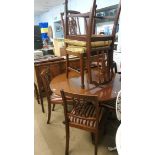 Reproduction mahogany sideboard, table and chairs