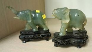Two jade elephants