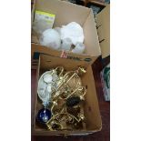 Two boxes of assorted light fittings etc.