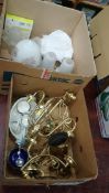 Two boxes of assorted light fittings etc.