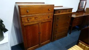 Oak tallboy and a chest of drawers