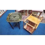A small faux bamboo Canterbury and a brass top table