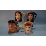 Four Royal Doulton Character Jugs 'Anthony', 'Cleopatra', 'Samson' and 'Golfer'.