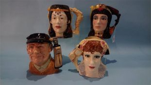Four Royal Doulton Character Jugs 'Anthony', 'Cleopatra', 'Samson' and 'Golfer'.