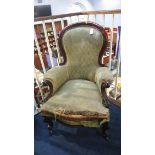 A Victorian mahogany spoon back armchair