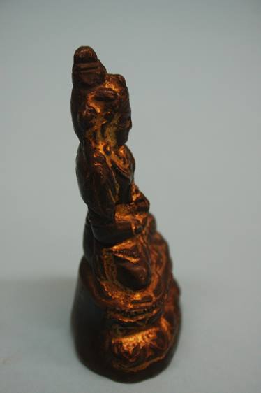 A small gilt bronze Chinese Deity. 8 cm high - Image 3 of 4