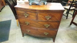 A 19th century mahogany bow front chest of drawers, with two short and two long drawers, 89cm wide