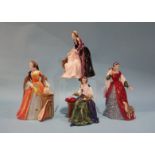 Four Royal Doulton figures 'Catherine of Aragon', 'Catherine Howard', 'Jane Seymour' and 'Anne