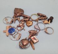 Bag of assorted silver jewellery, charms etc.