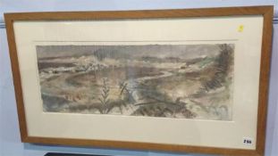 Watercolour, landscape, signed R.Hobson, lower right, 85cm x 48cm