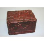 A Chinese Cinnabar lacquer box and cover. 8 cm high