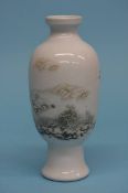 A Chinese porcelain vase painted with a snowy landscape, signature and poems to rear. 20 cm high