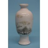 A Chinese porcelain vase painted with a snowy landscape, signature and poems to rear. 20 cm high