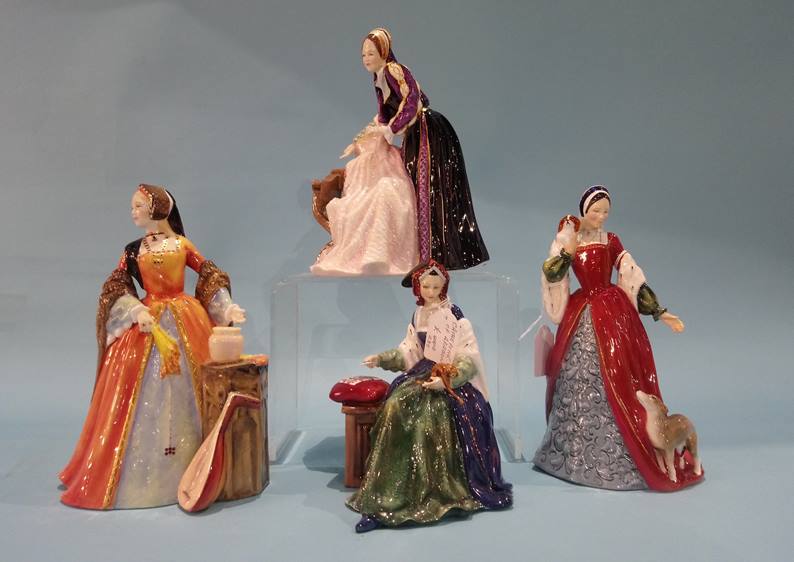 Four Royal Doulton figures 'Catherine of Aragon', 'Catherine Howard', 'Jane Seymour' and 'Anne - Image 2 of 2