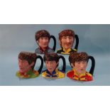Set of Royal Doulton 'The Beatles' Character Jugs to include two versions of John Lennon, 1987