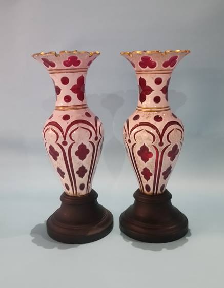 A pair of Bohemian flash cut vases.