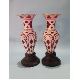 A pair of Bohemian flash cut vases.