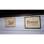 Two pen and ink studies of Edinburgh Holyrood and The Grass Market by John Mackay
