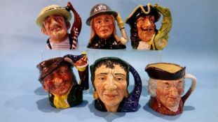 Six mid size Royal Doulton Character jugs to include 'The Gondolier', 'The Fortune Teller' etc.