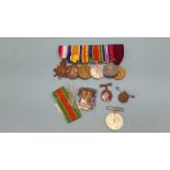 A pair of World War I and a pair of World War II medals etc. (In one bag)